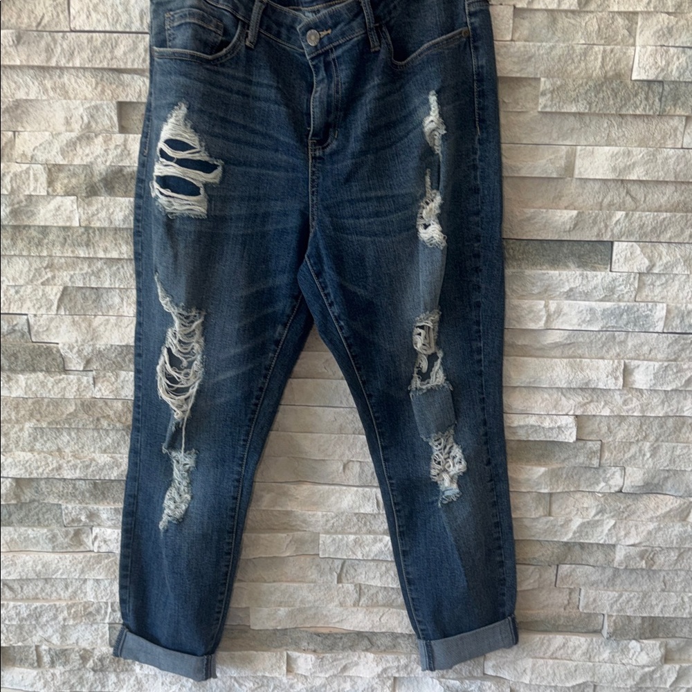 Guess Indigo Ripped Boyfriend Jeans